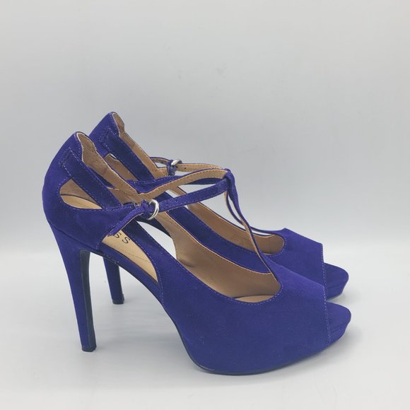 GUESS "WGZandra" T-Strap High Heels Platform Peep Toe Shoes - Picture 1 of 7